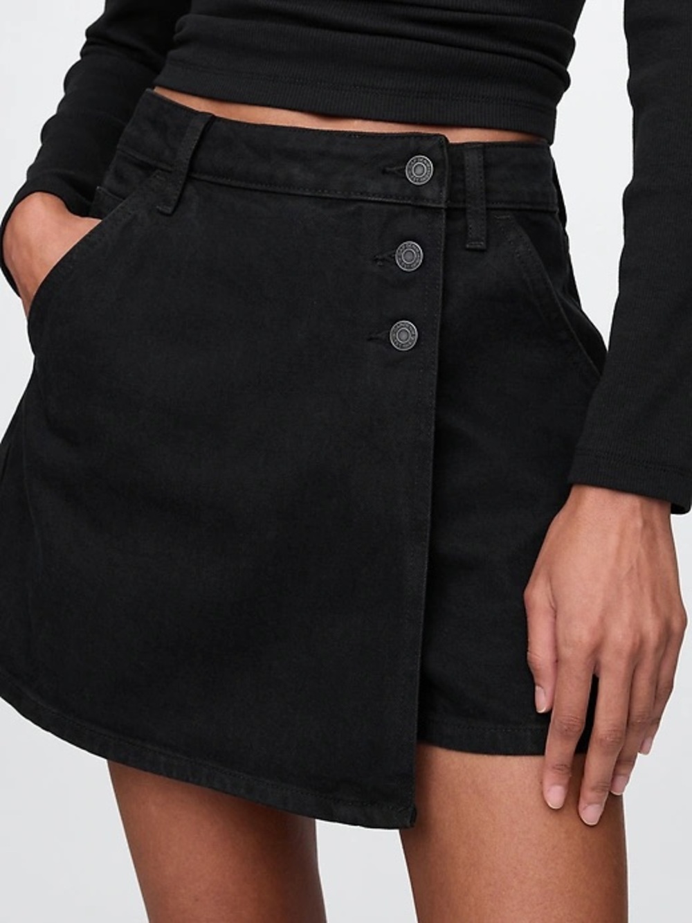 NWT GAP Black Button-Front A-Line Skort Size 30 10P